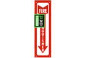 Flexible plastic fire extinguisher arrow sign • Red and White • 4" x 13"